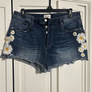 Boho Embroidered Denim Shorts Driftwood Size 33 Daisy NWOT